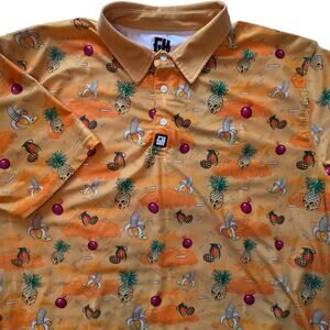 Greater Half Polo Shirt Golf, Novelty Performance  sz XL Pineapple